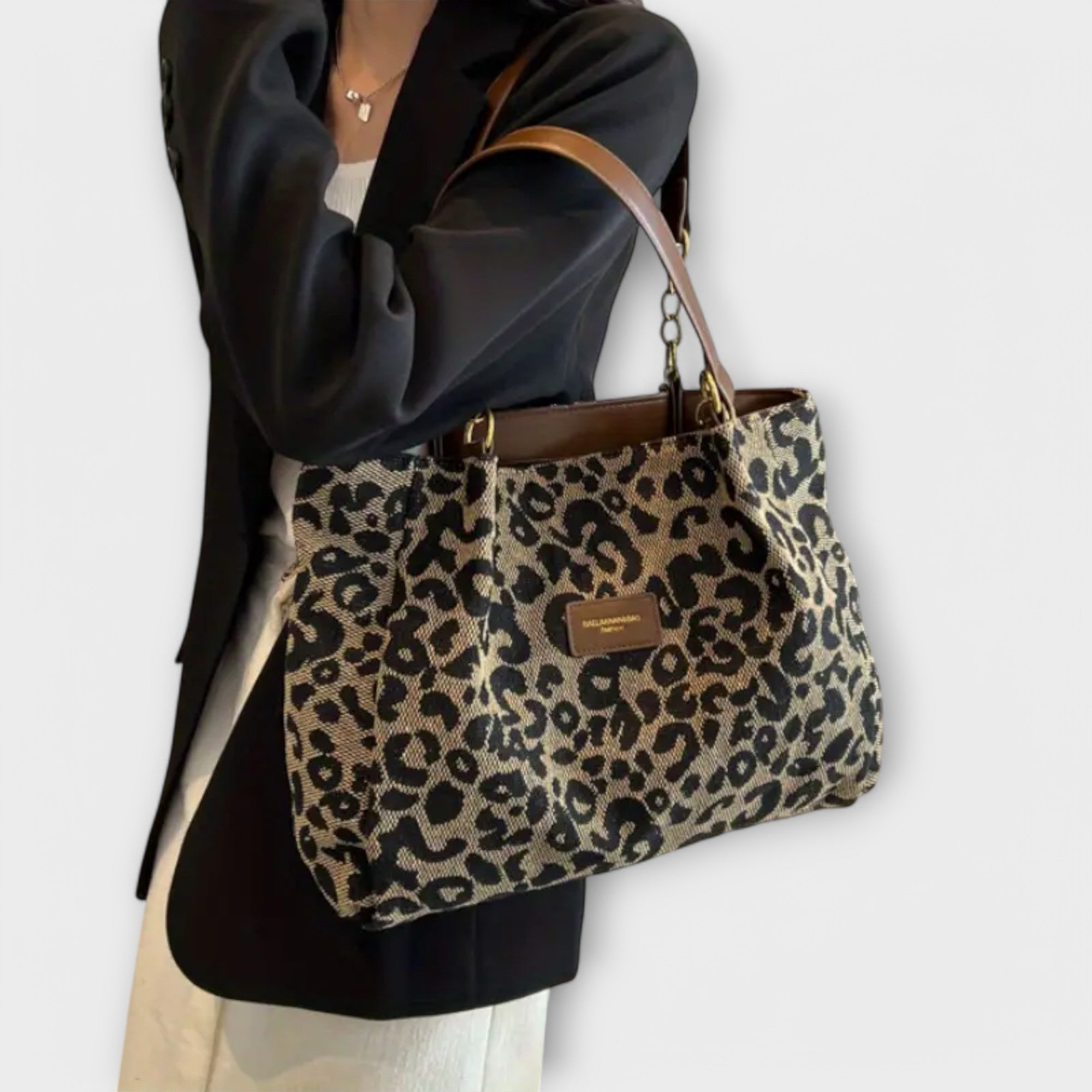 Olivia - Tote de Lona con Estampado de Leopardo