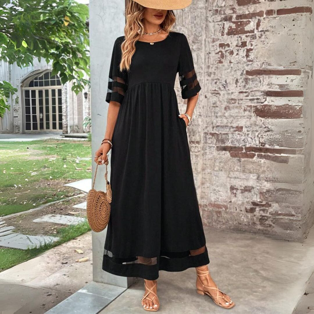Aubrey™ – Vestido midi de concreto artístico con diseño que realza el abdomen