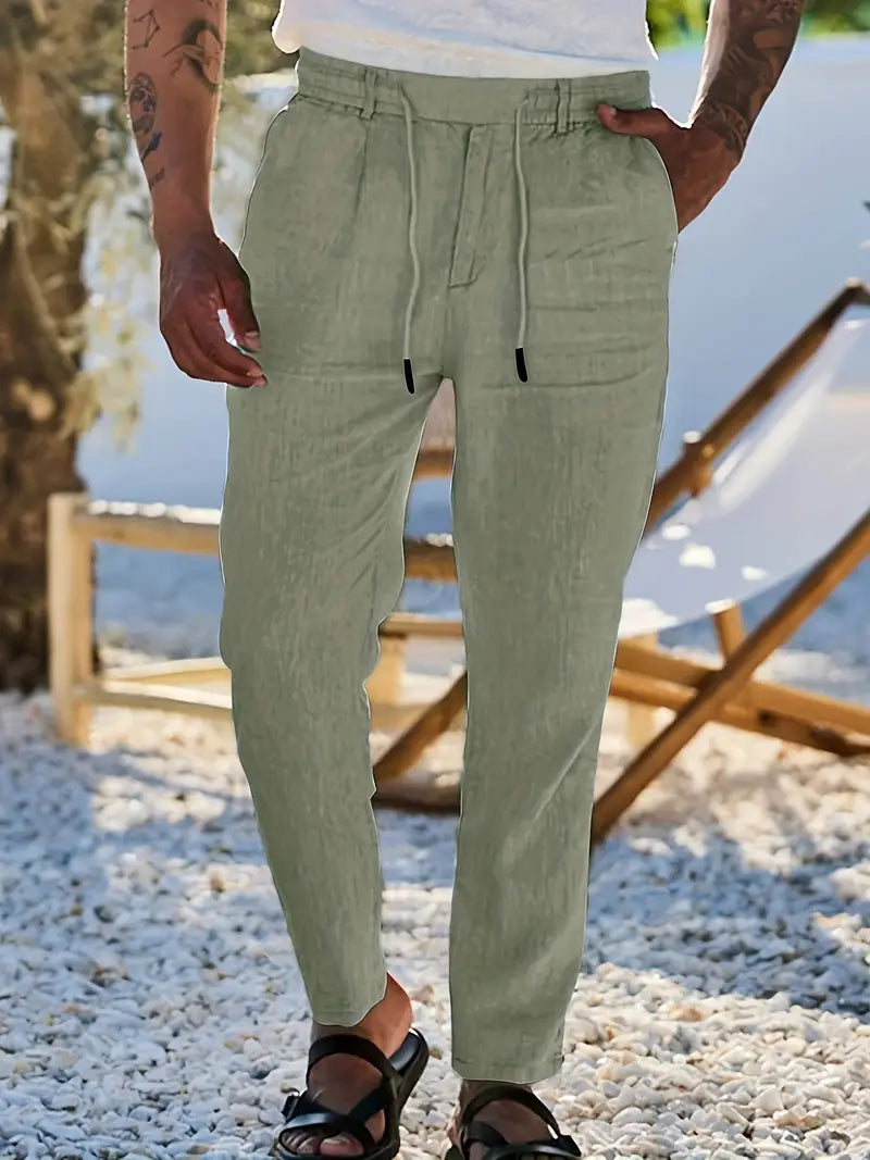 NICHOLS | Pantalones Anchos de Lino con Cinturón