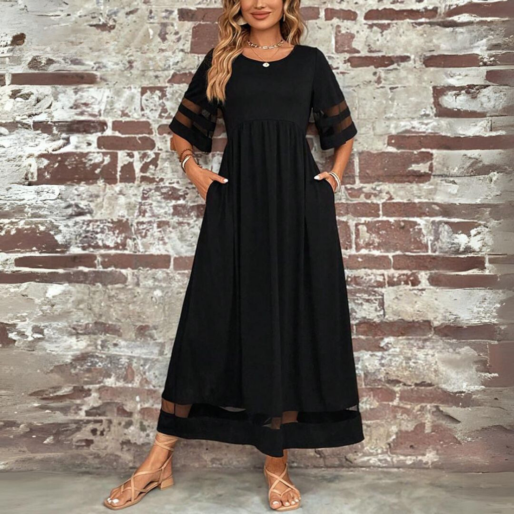 Aubrey™ – Vestido midi de concreto artístico con diseño que realza el abdomen