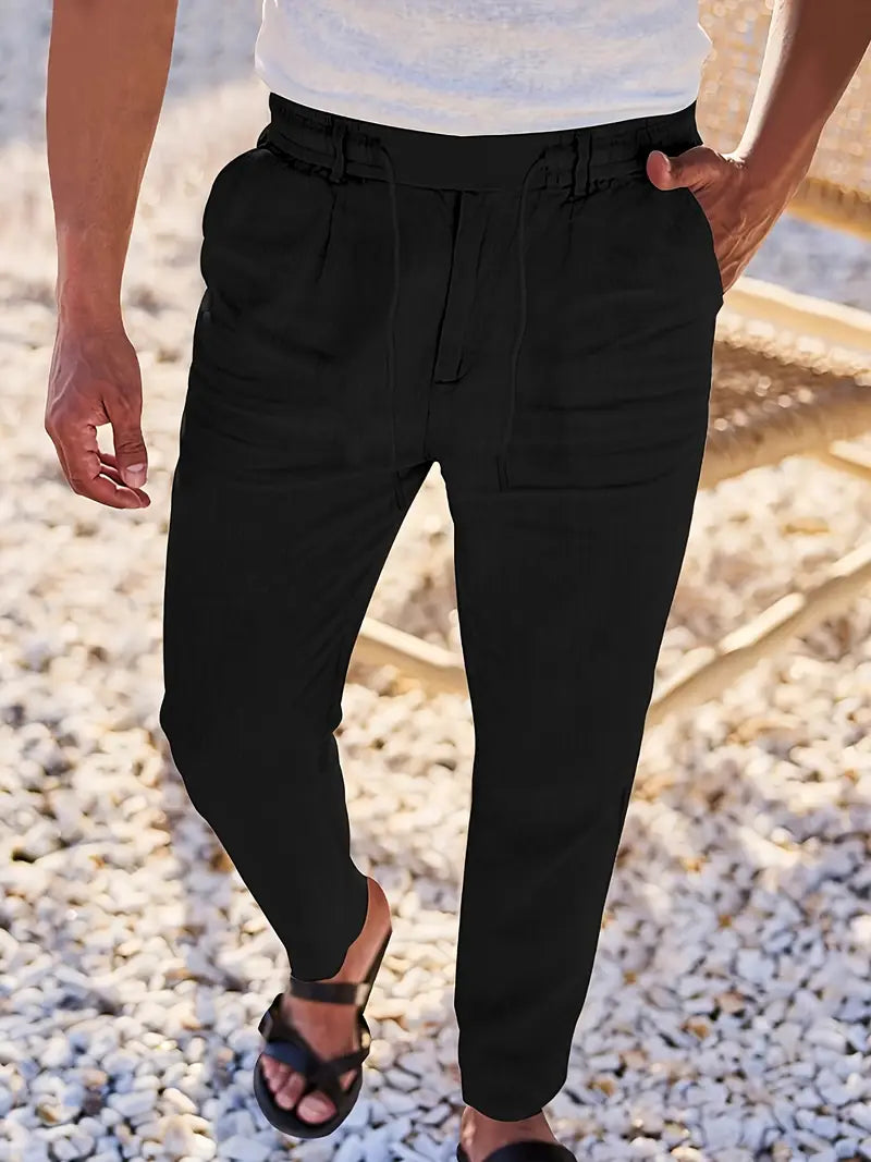 NICHOLS | Pantalones Anchos de Lino con Cinturón