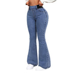 Pantalon en Jean Élastique Taille Haute pour Femmes