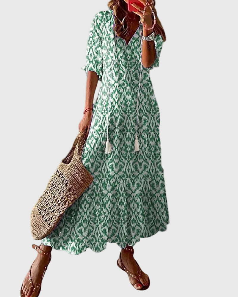 Amalia | Vestido Boho Vintage de Verano Maxi