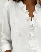Indie | Blusa de Volantes con Escote en V y Mangas Largas