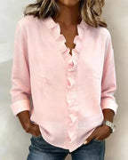 Indie | Blusa de Volantes con Escote en V y Mangas Largas