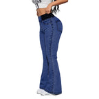 Pantalon en Jean Élastique Taille Haute pour Femmes