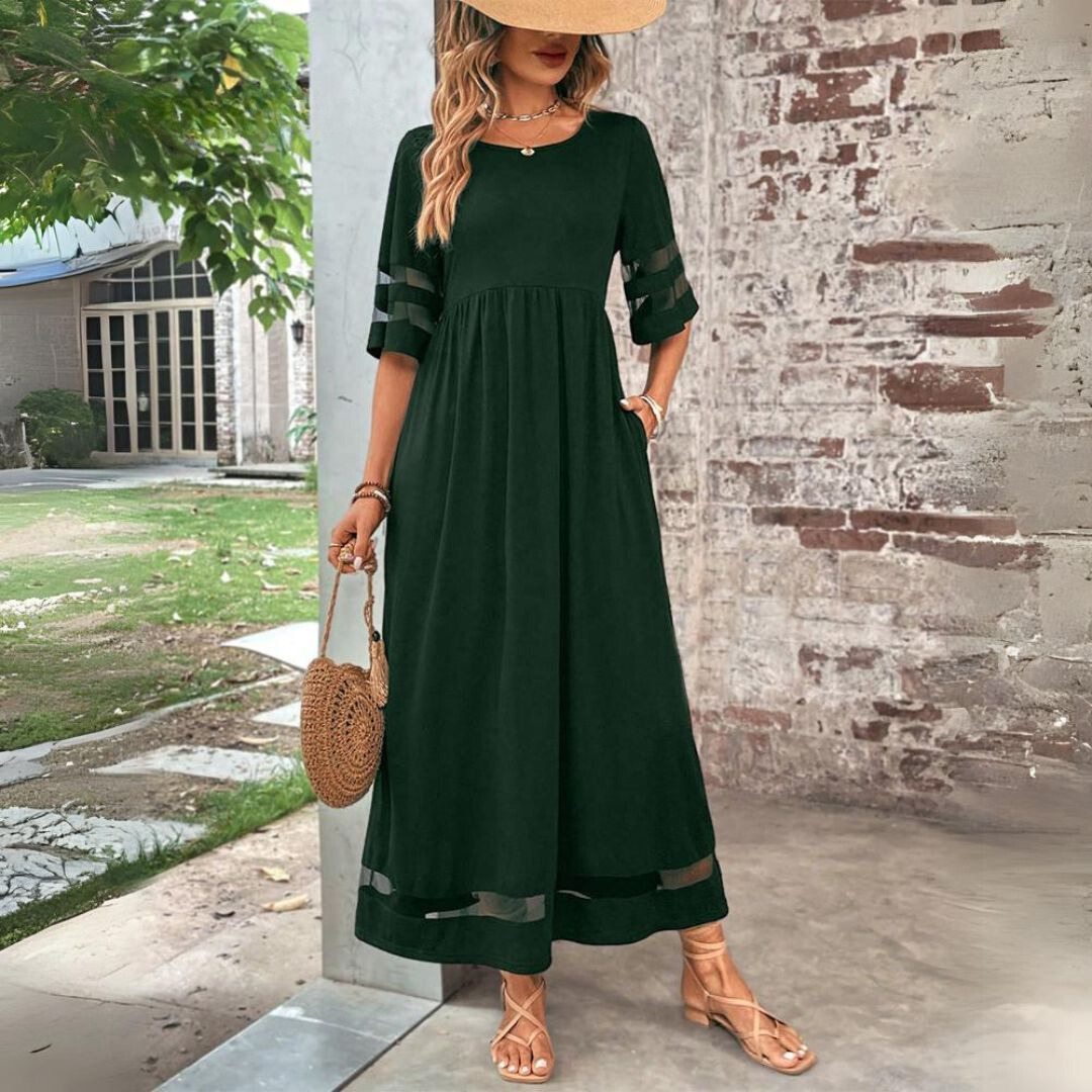 Aubrey™ – Vestido midi de concreto artístico con diseño que realza el abdomen