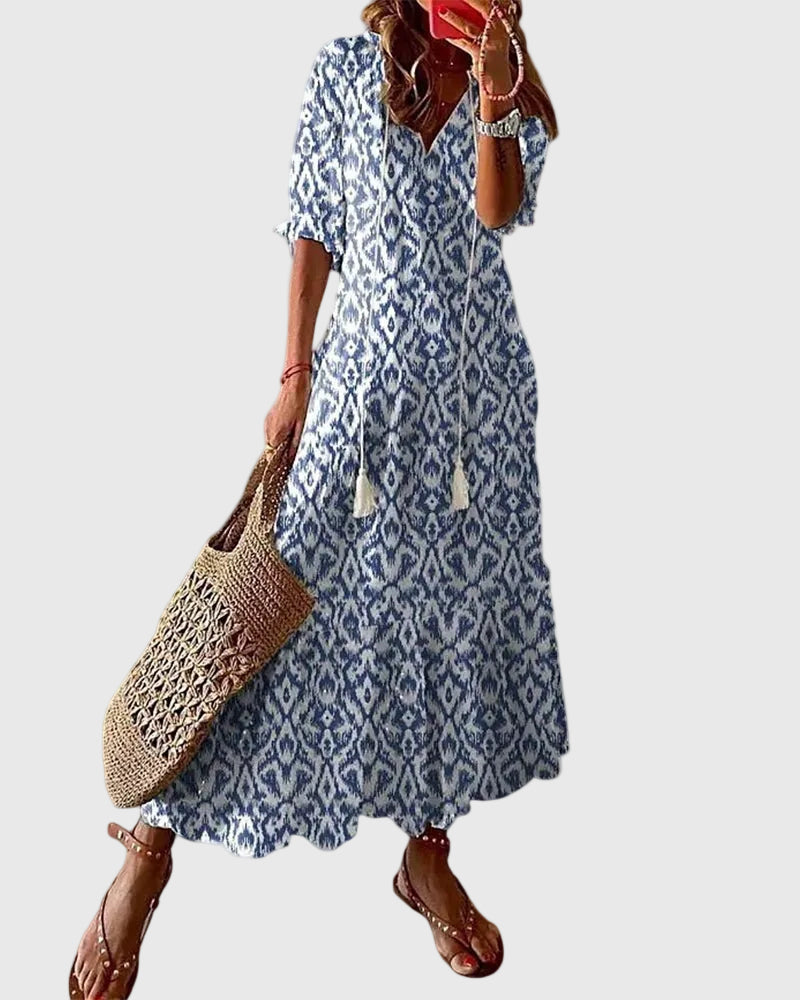 Amalia | Vestido Boho Vintage de Verano Maxi