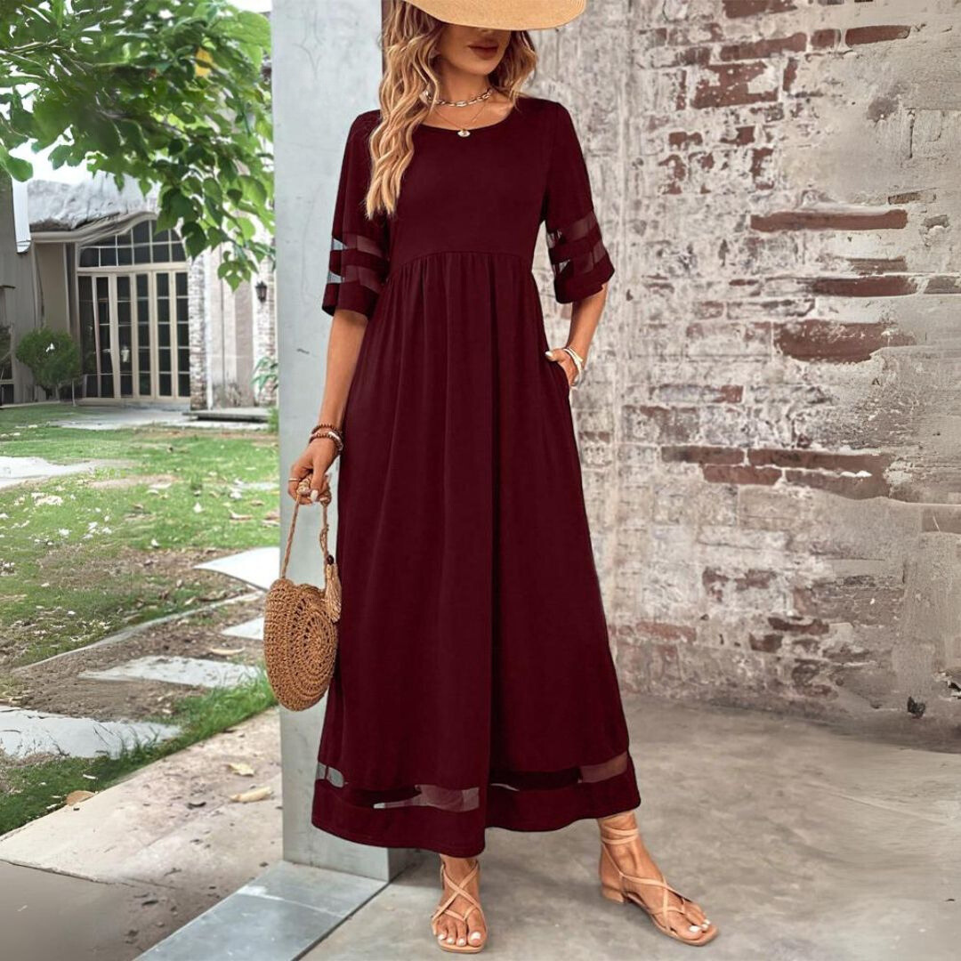Aubrey™ – Vestido midi de concreto artístico con diseño que realza el abdomen