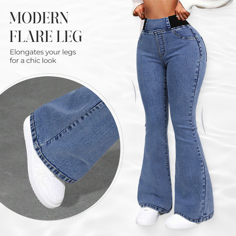 Pantalon en Jean Élastique Taille Haute pour Femmes
