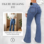 Pantalon en Jean Élastique Taille Haute pour Femmes
