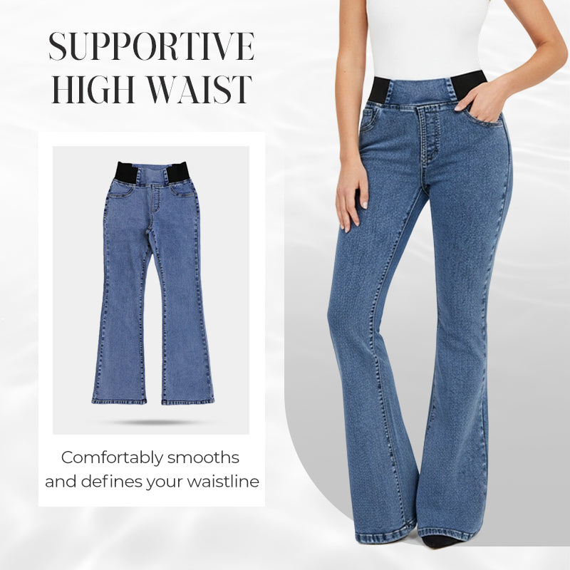 Pantalon en Jean Élastique Taille Haute pour Femmes