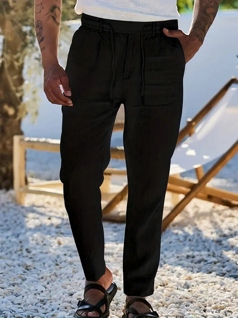 NICHOLS | Pantalones Anchos de Lino con Cinturón