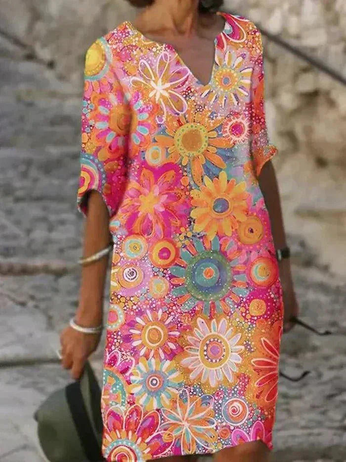 Nira | Vestido Midi con Estampado Floral Vibrante