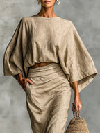 Faye – Elegante Conjunto de Dos Piezas con Falda Fluida