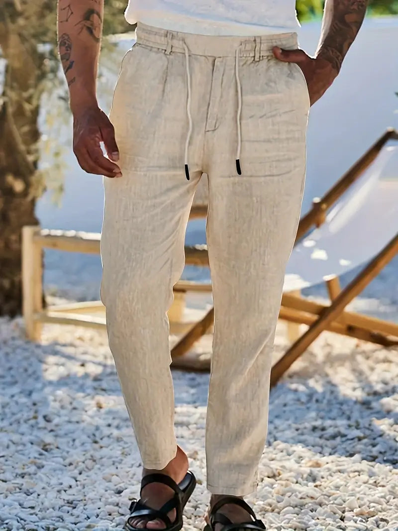 NICHOLS | Pantalones Anchos de Lino con Cinturón