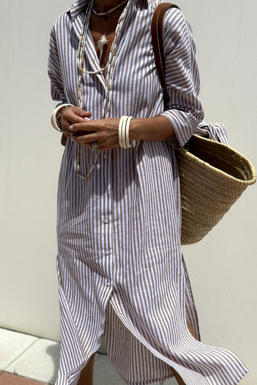 Sophia | Vestido de camisa a rayas clásico con elegancia y comodidad