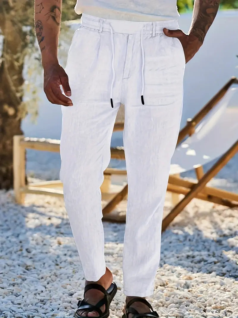 NICHOLS | Pantalones Anchos de Lino con Cinturón