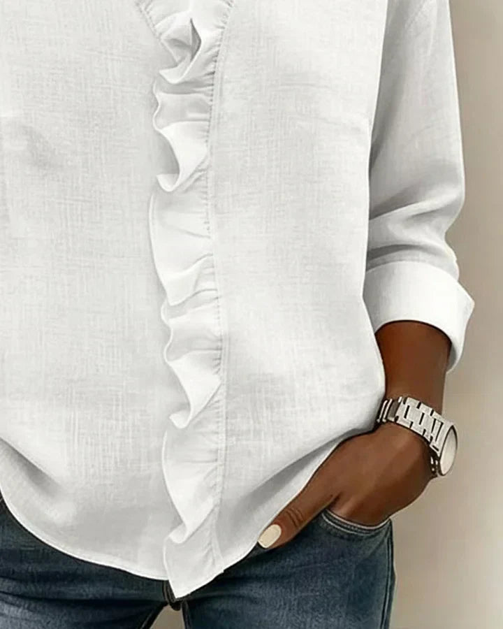 Indie | Blusa de Volantes con Escote en V y Mangas Largas