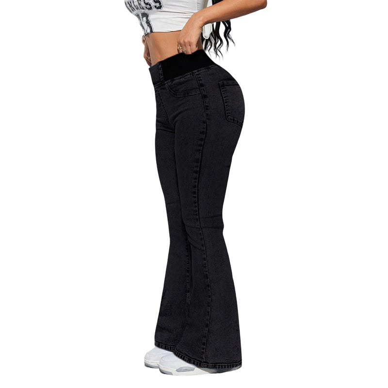 Pantalon en Jean Élastique Taille Haute pour Femmes