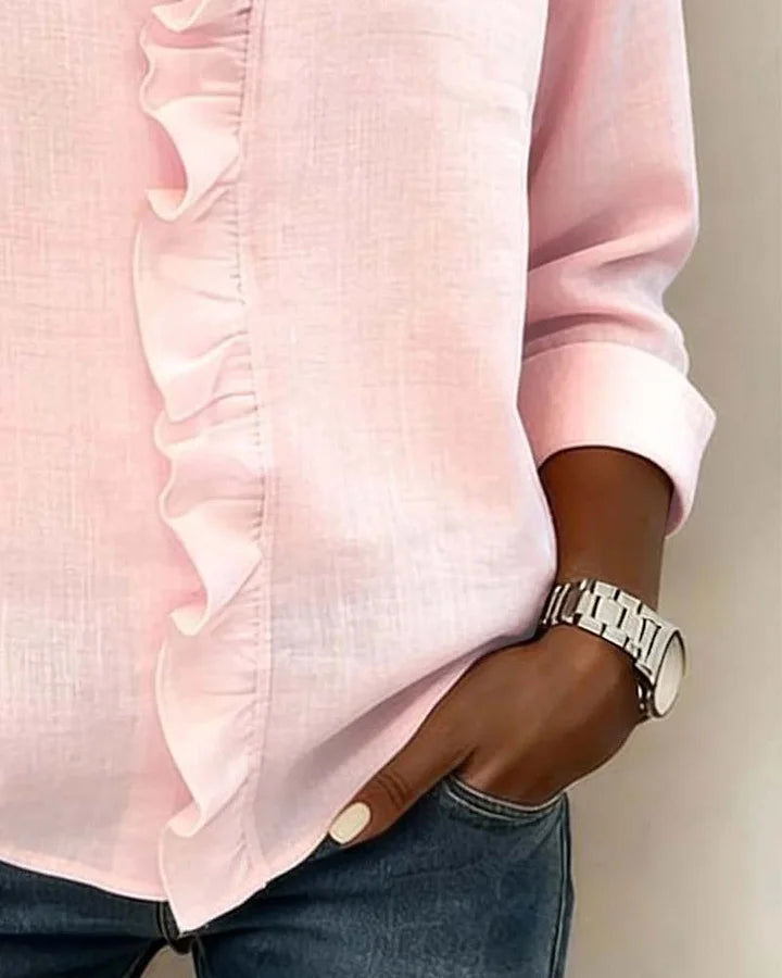 Indie | Blusa de Volantes con Escote en V y Mangas Largas