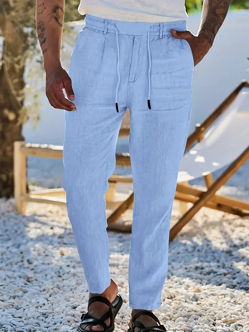 NICHOLS | Pantalones Anchos de Lino con Cinturón