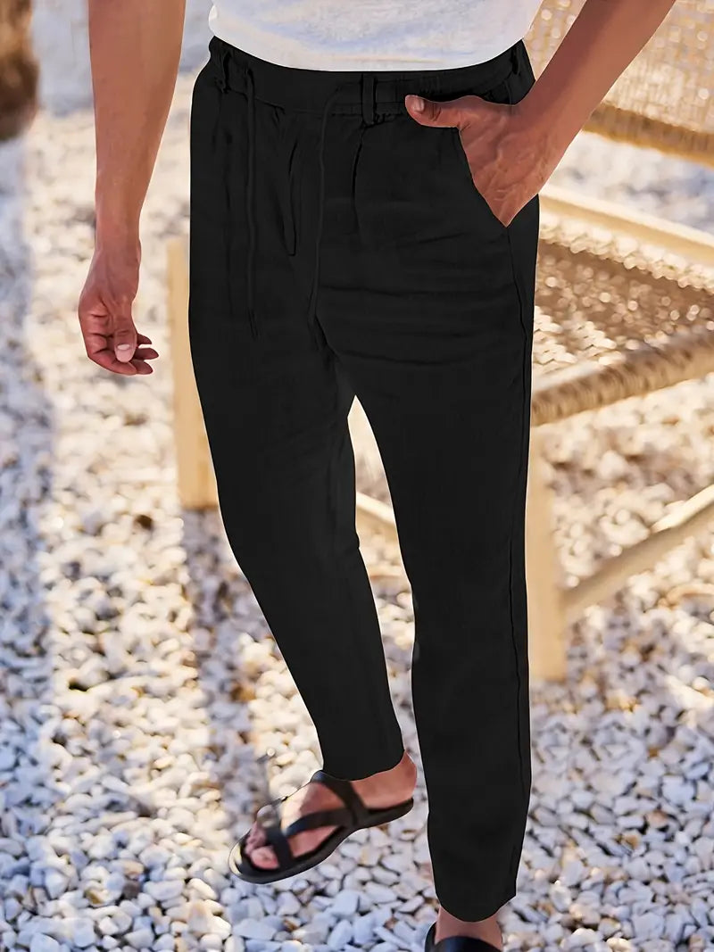 NICHOLS | Pantalones Anchos de Lino con Cinturón